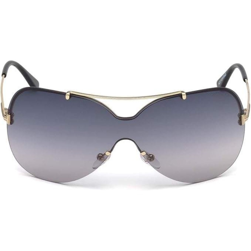 Shield Sunglasses Rimless Gold Accents Fashion Sun‎ Glasses Trendy Oversized New